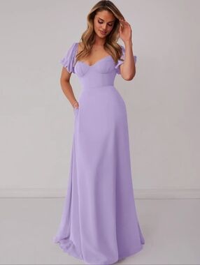 Lilac Sweetheart Neckline Maxi Dress